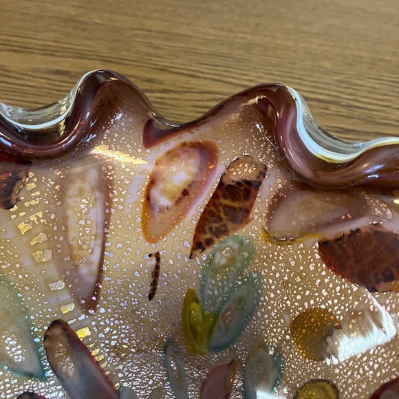 Murano Italy “Tutti-frutti” MCM Art Glass Bowl Multi-colored With Gold Flecks - Picture 4 of 11